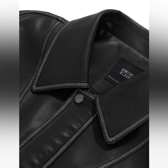 MUSINSA DIMITRI BLACK Korean Brand Authentic Washed Vegan Leather Jacket Black - Picture 6 of 15